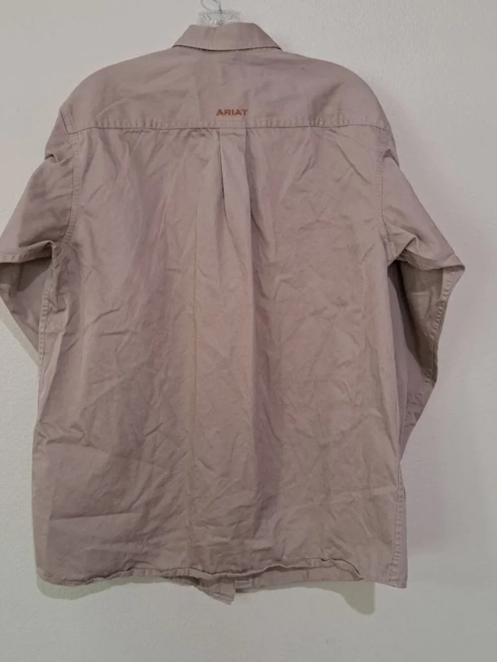 Ariat Mens Medium Button down shirt Work shirt brown khaki - Picture 4 of 6